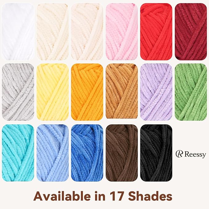 Skinny Chenille Yarn for Crocheting - 6 Pack of 50g/1.76oz - Soft Thin Chenille Yarn - Baby Weights CYC #2, Gentle for Baby Blankets, Plush Toys & Wearables - 951yd Total (Forest Green)