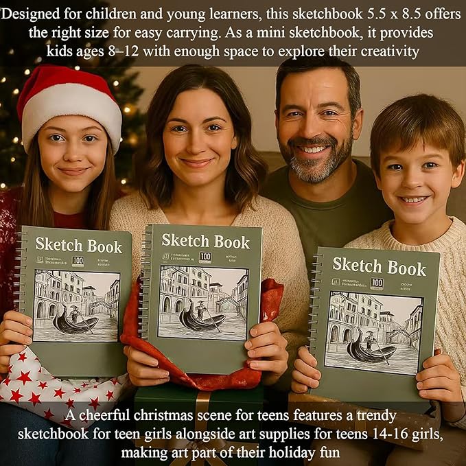 sketch book for kids, small sketchbook, sketch book 5.5 x 8.5, pack of 1 (68lb/100gsm), 100 sheets artist sketch pad, acid free drawing paper, art paper for drawing and painting & adults.