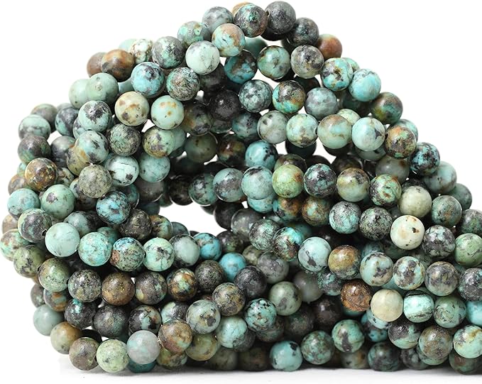 cheavian 60pcs 6mm natural african turquoise stone gemstone round loose beads for jewelry making diy bracelet necklace materials 1 strand 15"