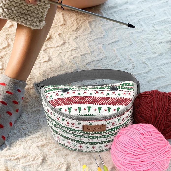 Yarn Crossbody Waist bag Small Yarn Storage Organizer for Yarn Skeins-Organizer for Crochet Hooks and Accessories
