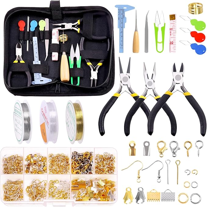 Glarks 951Pcs Making Supplies Kit with Jewelry Tools, Includes Pliers, Jewelry Wires, Jewelry Findings for Jewelry Making and Repair