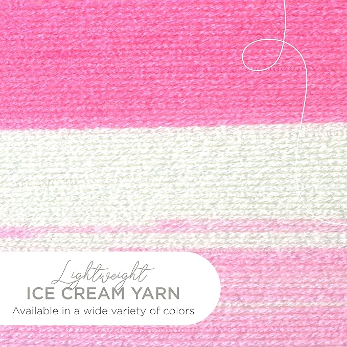 Lion Brand Yarn (1 Skein) Lion Brand Yarn ice Cream Baby Yarn, Strawberry