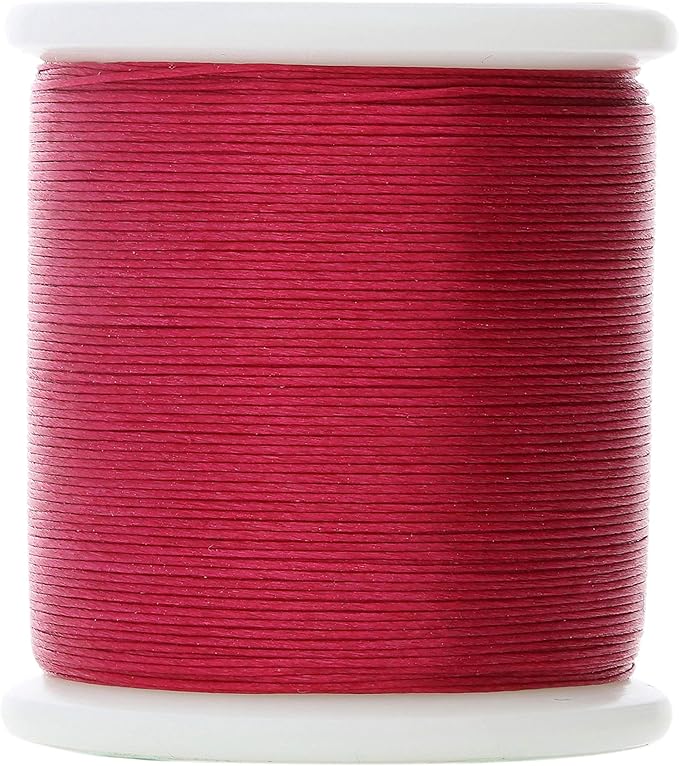 KO Nylon Beading Thread, Scarlet Pink Color, Japanese Pre-Waxed 100% Nylon, 330TEX, Tangle Resistant Knotting Cords, 50m /55 yds Spool, Use for Seed Bead Projects, Loom Work & Bead Weaving