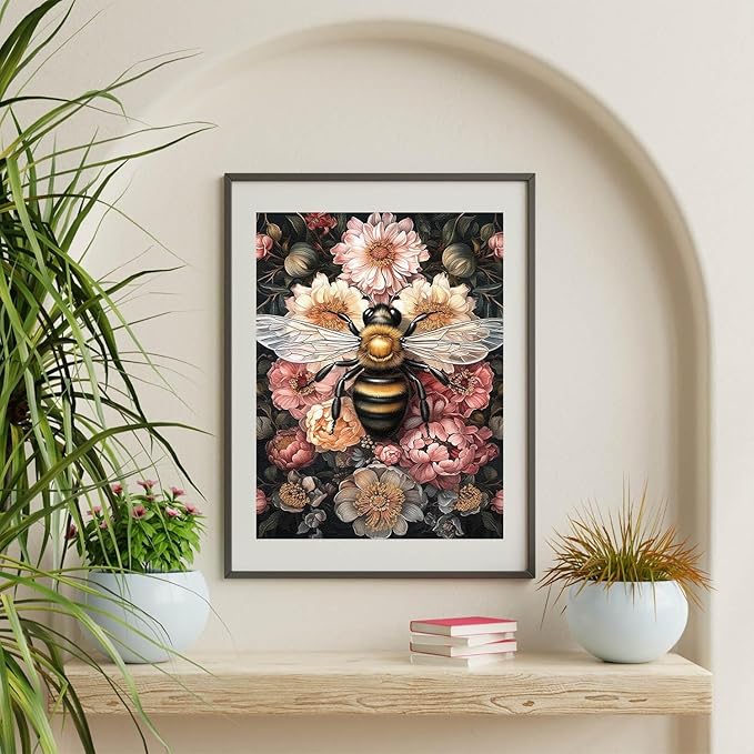 bee cross stitch kits for adults - stamped crossstitching kits preprinted 11 count cross-stitch kit for beginner, 11ct prestamped easy pattern needlepoint kits crafts for decor