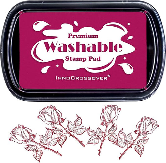 Washable Ink Pad, Best Stamp Pads for Kids, Kids Crafts, Paw Print Kit, Baby Footprint Kit, Stamp Pads on Scrapbooking, Fingerprint Ink Pad, Easy to Wash Off Skin| Large | Safe Non-Toxic(Beet Red)
