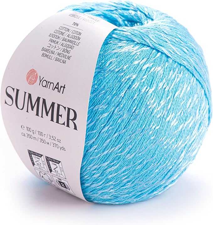 YarnArt Summer – Lightweight Glittery Yarn, 70% Mercerized Cotton, 30% Viscose – Sparkly Knitting & Crochet Yarn for Shawls, Clothes & Accessories (33)