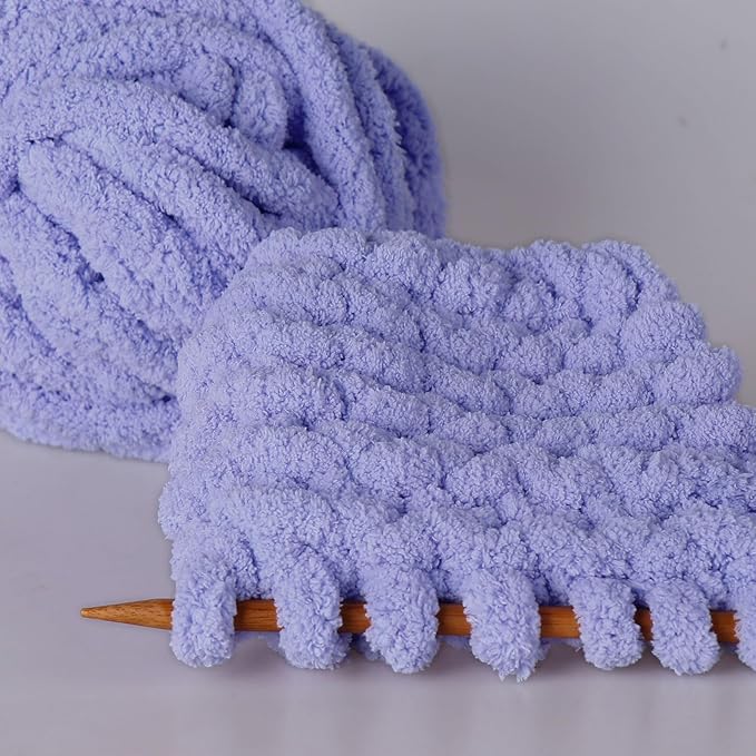Blue Purple Chunky Chenille Yarn for Crocheting Bulky Thick Fluffy Yarn for Knitting,Super Bulky Hand Blanket, Soft Plush Yarn Crochet Carpet/Scarf/Cushion/ 8 Jumbo Pack(63.76oz/197.68yd