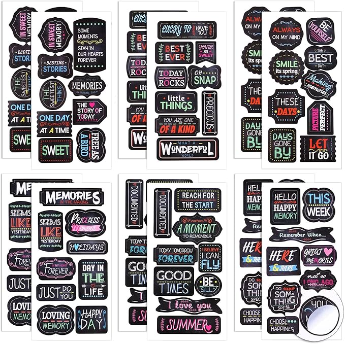 12 Sheets Family Scrapbook Stickers Friends Retirement Memories Scrapbooking Stickers Vintage Family Sticker Inspirational Scrapbook Photo Album Sticker Supplies for Planner Book Crafts Laptop Window
