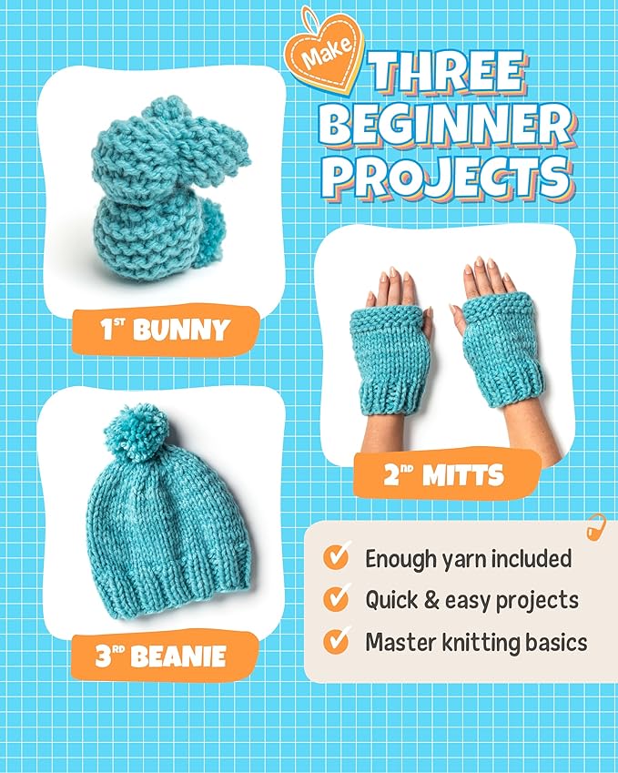 Complete Knitting Kit for Beginners - Learn to Knit Kit with Knitting Accessories Like Thick Beginner Yarn, Bamboo Needles for Beginners & More - Includes Video Tutorials & Written Guide
