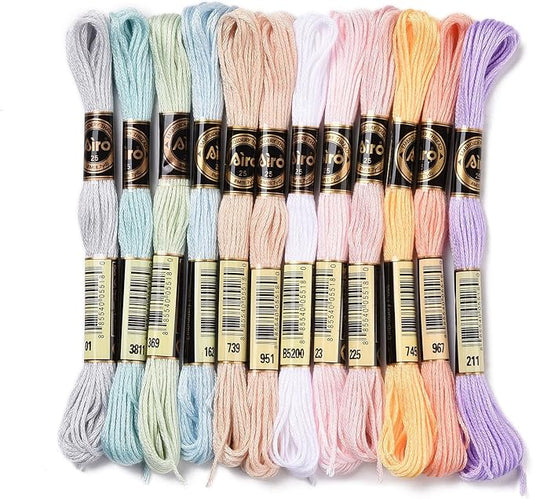 FASHEWELRY 105 Yards Crewel Cross Stitch Floss 1mm Polyester Embroidery Floss Thread Embroidery Thread Bulk for Jewelry Making Bracelet Knitting Stitch Supply (Rainbow)
