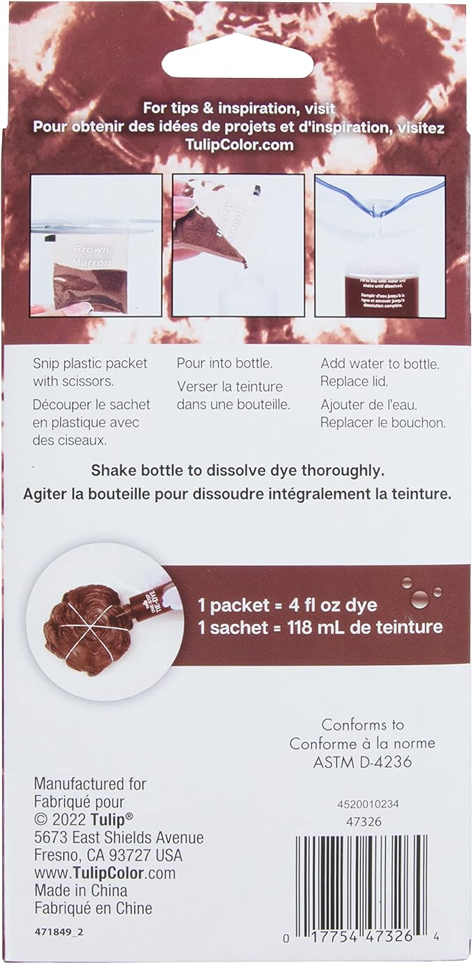 Tulip One-Step Tie-Dye Kit , 3 Fabric Dye Refill Packs, Packs, Brown