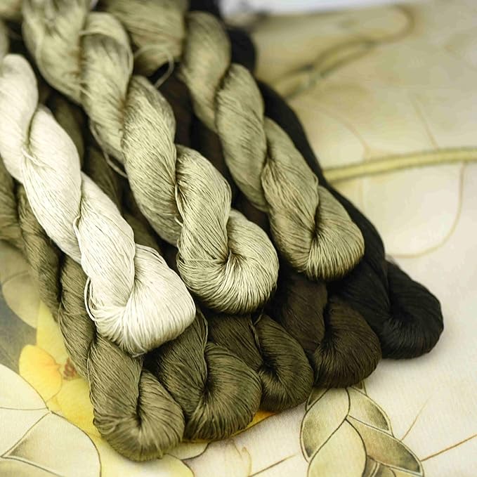 Natural 100% Silk Thread, Handmade Embroidery Thread Silk Floss 8 Colors 110m Each (67)