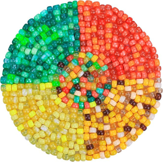 plastic pony beads for jewelry making, 1200 pieces, multi-color, 0.35 x 0.22 inch, diy craft beads for bracelets and hair braids (sun+orange+lenmon+green)