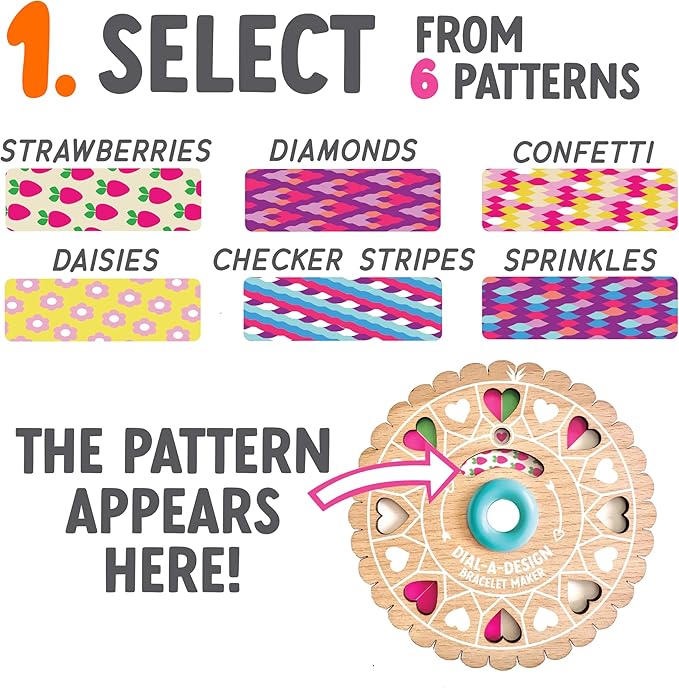 Bright Stripes Dial-A-Design Bracelet Maker – DIY Jewelry Craft Kit for Kids with Patterns, Floss & Gift Tags | Ideal for Birthdays | Creative Screen-Free Activity for Girls & Teens