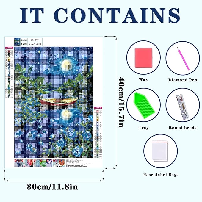 DOTZSO Landscape Diamond Painting Kits for Adults, Easy DIY 5D Round Full Drill Diamond Art kit Diamond Dot Crystal Gem Art and Craft for Beginners Home Wall Decor 12x16 Inches