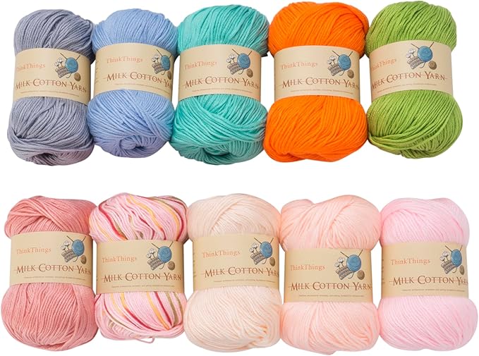 Bulk Yarn for Crocheting, Knitting Crochet & Weaving - 10 Balls, 17.6 Ounces, Rainbow Yarn for Beginners, 10 Colors Threads Large
