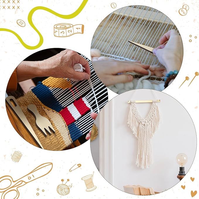 Thyle 12 Sets Rectangle Weaving Loom Kit 5.3 x 7.8'', 7.9 x 11.8'' Wood Weaving Loom with Needles and Tools DIY for Adult Beginners and Lovers Crochet Knitting Craft Activity