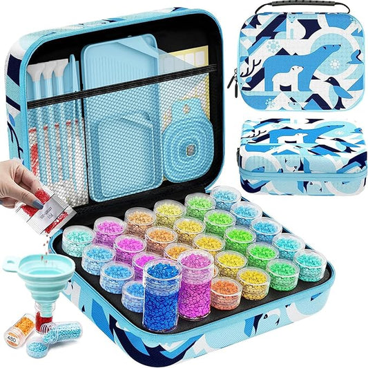 ARTDOT 30 Slots Storage Container for Diamond Art Kits for Adults,Portable Bead Storage Boxes for Diamond Painting Accessories and Tools