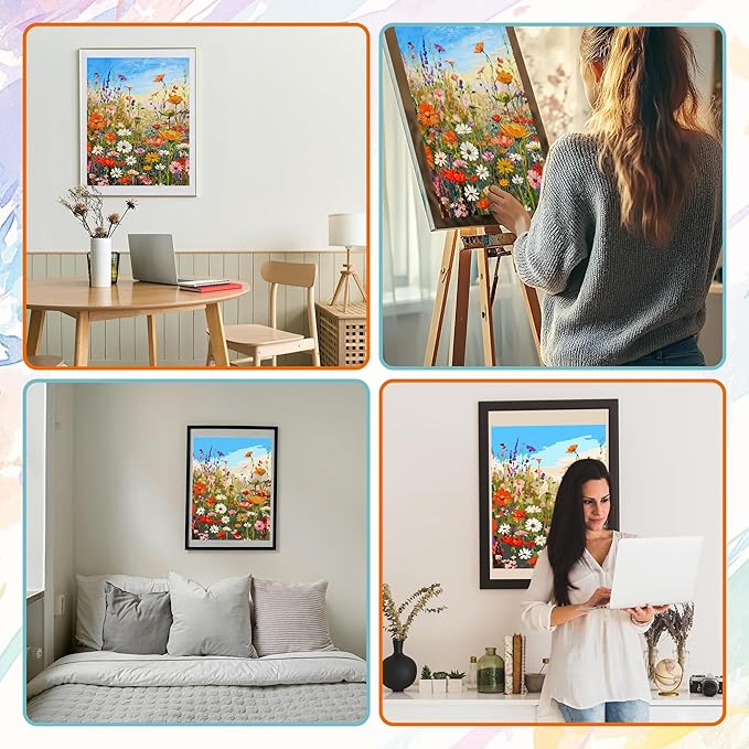 NPCSWXQ Wild Flowers Paint By Numbers Kit for Adults Beginners, Flowers Paint by Number On Canvas, DIY Acrylic Painting Crafts Number Artist Paint Kit for Home Wall Office Decor Gifts 16x20Inch