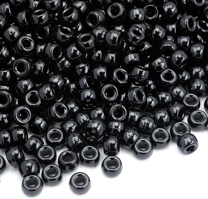 pony beads 1100 pcs,beads for jewelry making,bead for bracelets making,plastic bead for crafts for braids for girls,kandi jewelry,gifts for girls (black)