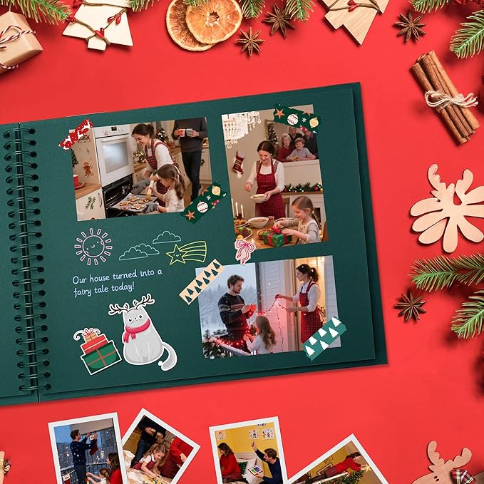 Scrapbook 8x8 Inch DIY Scrapbook Album Hardcover Kraft Paper Scrap Book Photo Albums 40 Pages Perfect for 4x6 / 5x7 Photos Memory Book for Family, Wedding