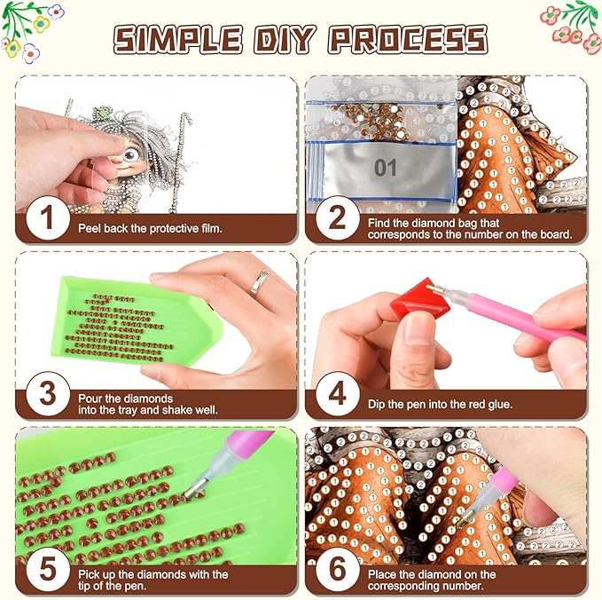 KEYIFA Diamond Painting Kit, DIY Girl Swing Diamond Art Hanging for Adults Beginner, Gem Arts Pendant Special Shaped Rhinestone Window Ornaments Wall Door Garden Decoration Gift, Double Sided