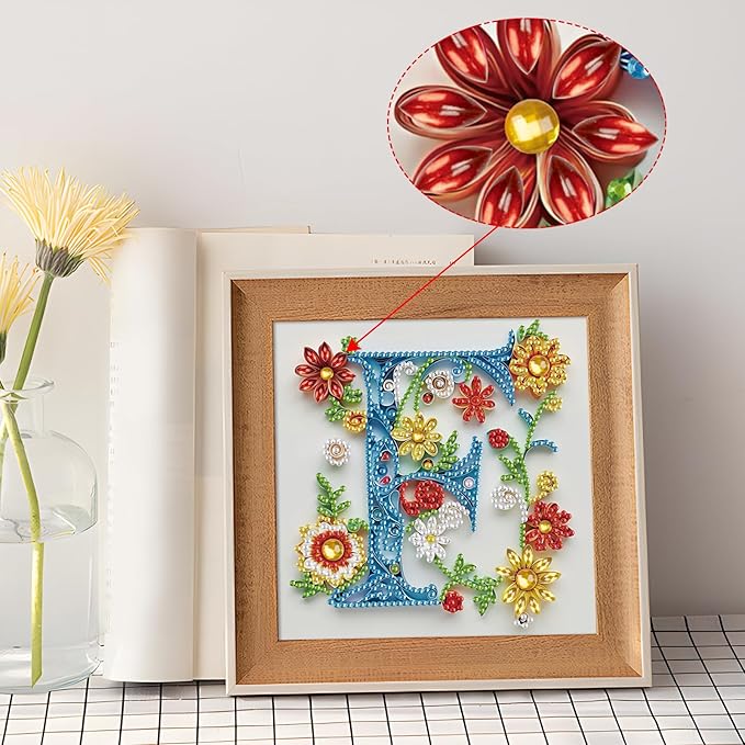 MVVMTOP Diamond Painting Kit, 5D DIY Letter F, Special Shape Crystal Artificial Diamond Art Partial Mosaic Handicraft for Beginners, Wall Decor Gift for Bedroom, Office, Living Room 6.7x6.7in