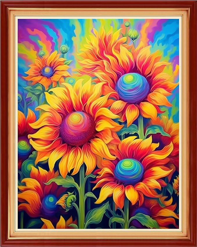 dimxvean stamped cross stitch kits,cross stitch kits for adults beginners,embroidery kits full range of cross stitch stamped kits needlepoint kits cross stitch patterns-magic sunflower 16x20 inch