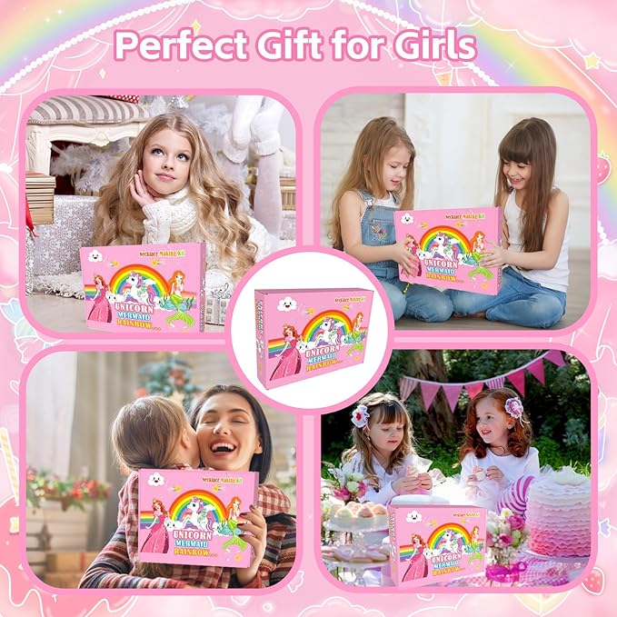 dizrnoi jewelry making kit for girls unicorn mermaid charm necklace making supplies beads set birthday diy arts and crafts for girls