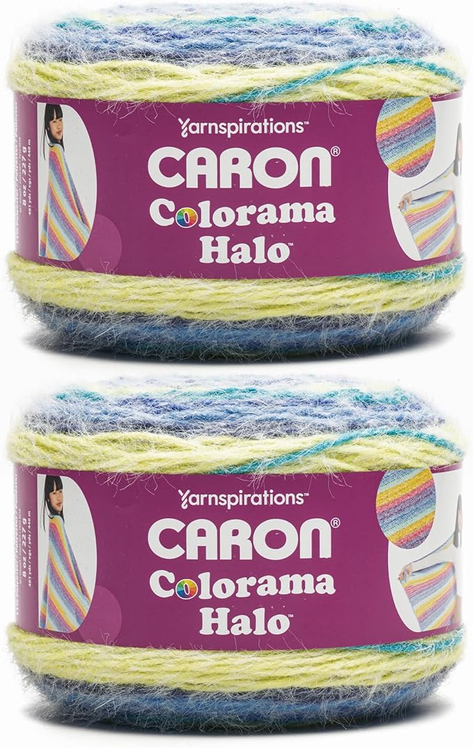 Caron Colorama Halo Striped - 2 Pack of 481 Yards/8 oz Splash 71% Acrylic 18% Nylon 11% Polyester Yarn