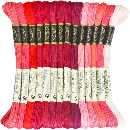 Pink Gradient Color Embroidery Floss - Cross Stitch Threads - Friendship Bracelets Floss - Crafts Floss - 14 Skeins Per Pack Embroidery Floss