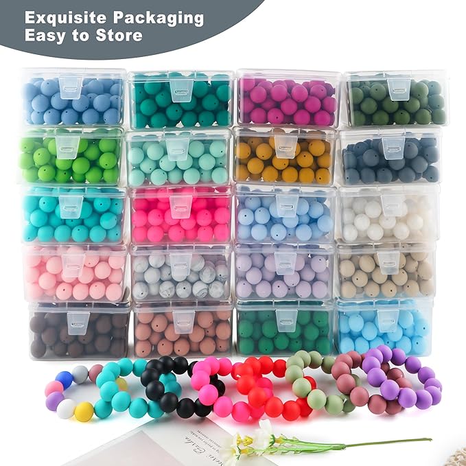 65Pcs 19mm Silicone Beads for Keychain Making Bracelet Necklace, Bulk Round Silicone Beads for Pens（Dim Gray）
