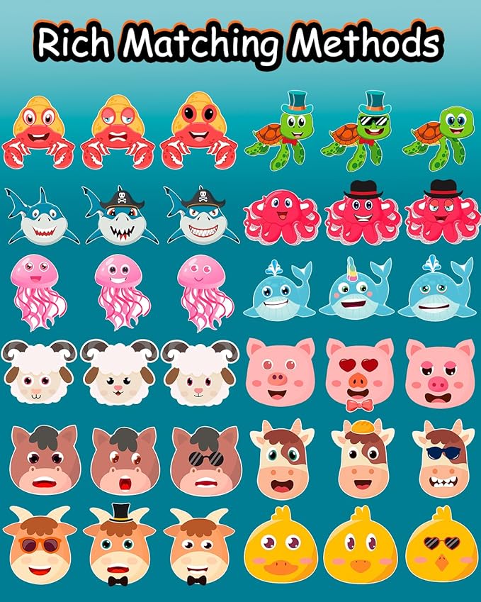 smilinfit 36 sheets stickers for kids toddlers party favors, mixed animals make a face stickers goody bag stuffers, crafts for kids activities classroom supplies school teacher must haves