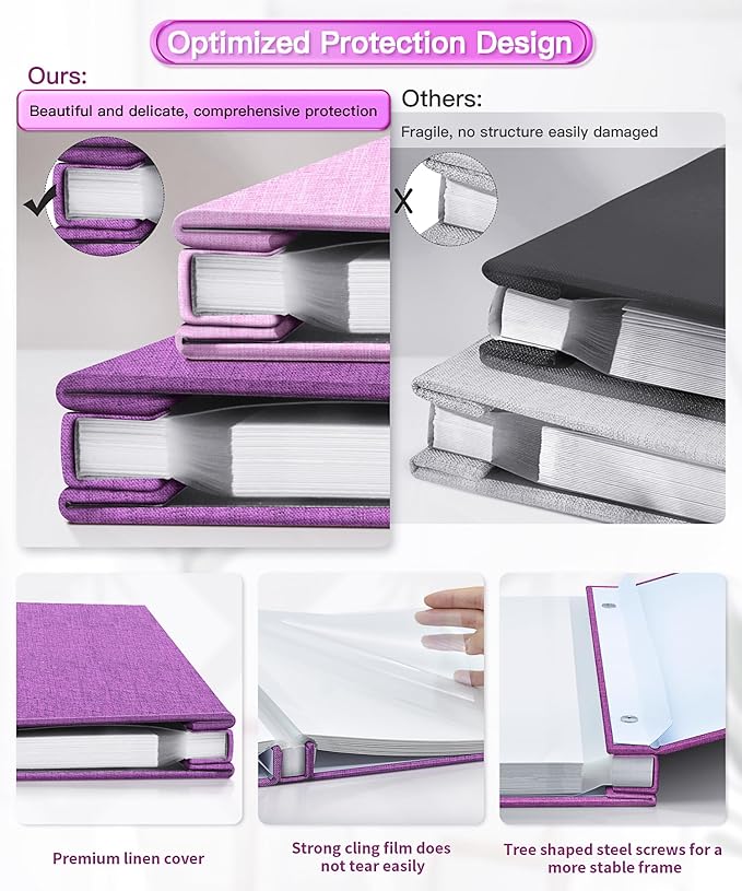 Popotop Photo Album Self Adhesive Scrapbook Album for 4x6 5x7 8x10 Pictures DIY Photo Book as Scrapbooking Supplies Kits, Birthday Gifts for Women Mom Wedding Baby Family Travel