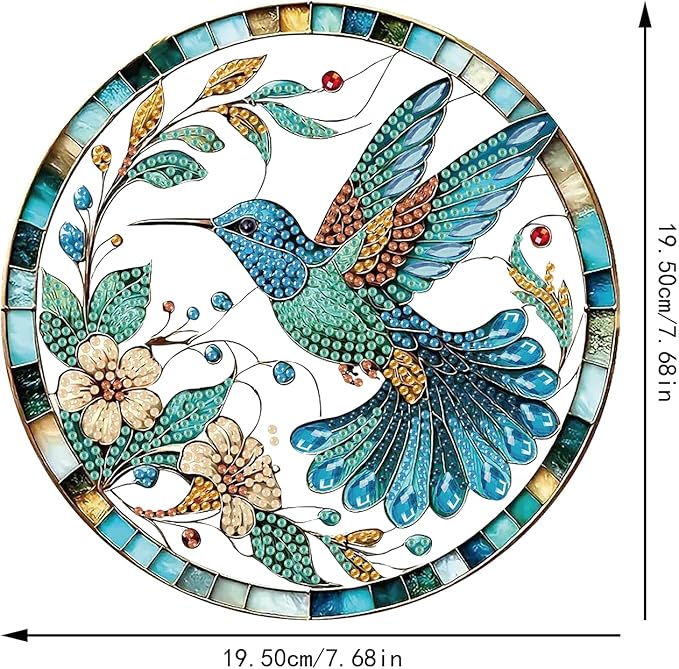 AIBOERL Diamond Art Hanging Kit for Adult,Special Shaped Rhinestone,Double Sided 5D DIY Acrylic Diamond Art Painting Window Pendants Home Garden Wall Hanging Kits Hanging Ornament (Bird)