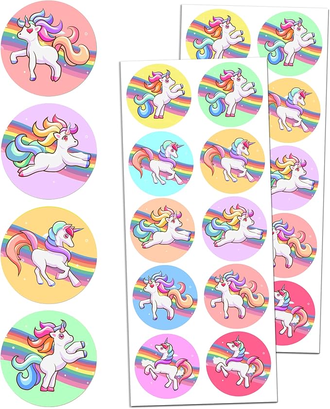 unicorn sticker sheets for kids, 1.5" - 20 sheets, 200 stickers