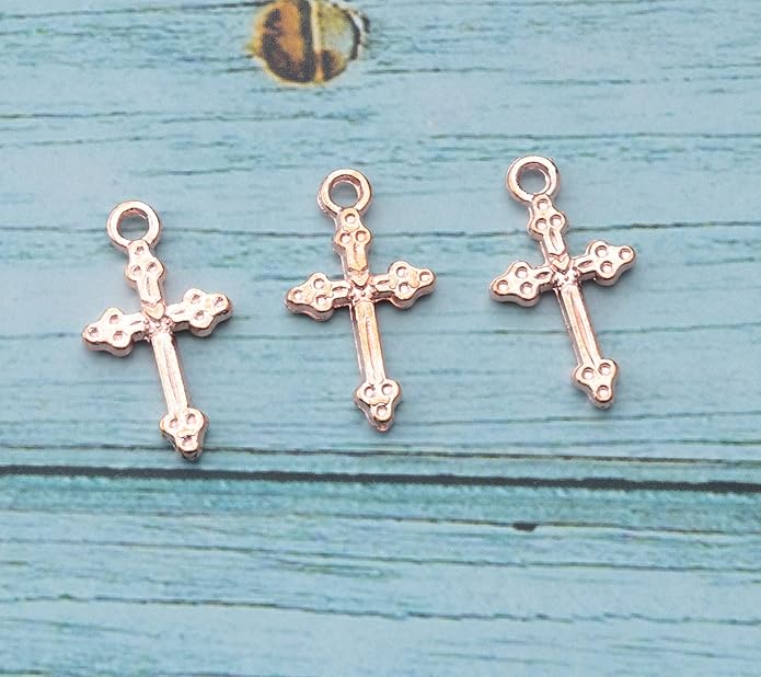 50 Pcs Vintage Crucifix Pendants Beading Charms with Hole Metal Religious Antique Silver Gold Bulk Cross for Jewelry Making Kit DIY Bracelet Necklace Earring Keychain Accessories Supplies