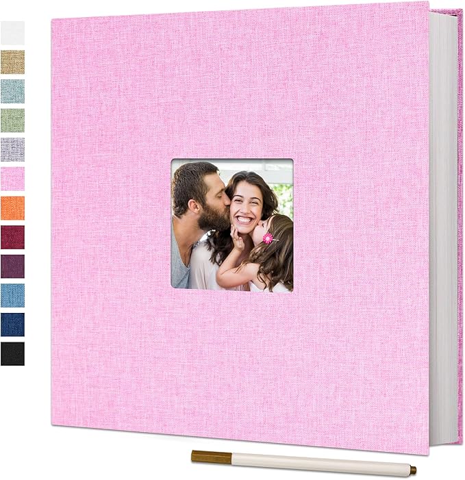 Vienrose Large Photo Album Self Adhesive for 4x6 8x10 Pictures Linen Scrapbook Album DIY 40 Blank Pages with A Metallic Pen