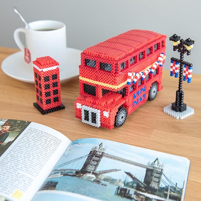 Perler 80-57242 London Bus 3D Fused Bead Craft Activity Kit, 4" W x 17.5" H, Multicolor, 8011 Pieces