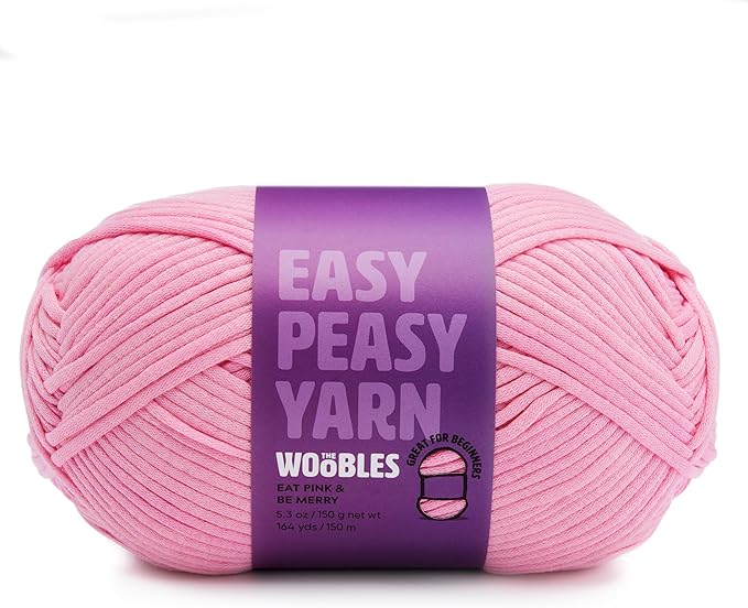 Woobles Easy Peasy Yarn for Beginners with Easy-to-See Stitches - Medium #4 Worsted Yarn - Cotton-Nylon Blend for Crocheting & Knitting