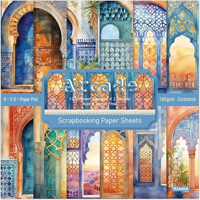 Scrapbook Paper Pad, Single-Sided Cardstock Scrapbooking Paper for DIY Envelopes, Card Making, Journals, Planner, Greeting Cards, Decorative Art Craft -24 Sheets 6x6 inch