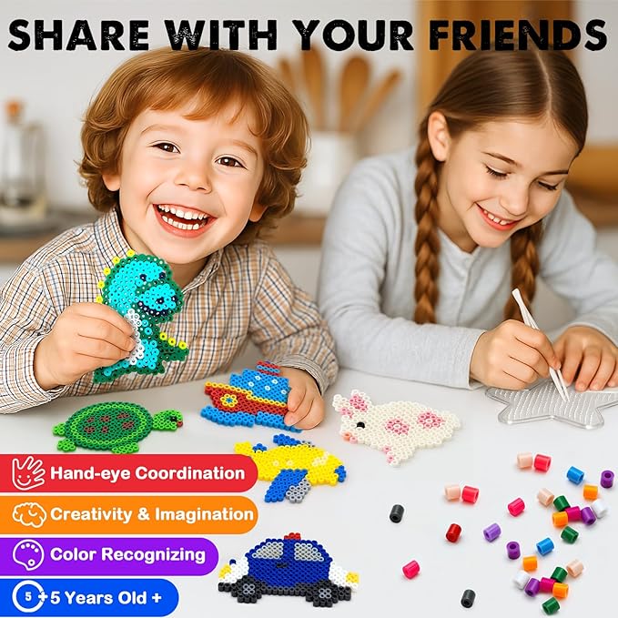 funzbo 13200 5mm fuse beads kit - christmas fuse beads set with 20 pcs special shaped pegboards, home school arts and crafts supplies for kids, christmas gifts for girls and boys age 5+ years old