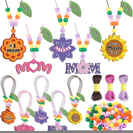 Jetec 25 Sets Mom Gifts from Daughter Son Mothers Beads for Necklace Bracelet Mother's Day Craft DIY Letters Jewelry Making Kit Bulk for Classroom School Toddlers Fun Activities Party Favors