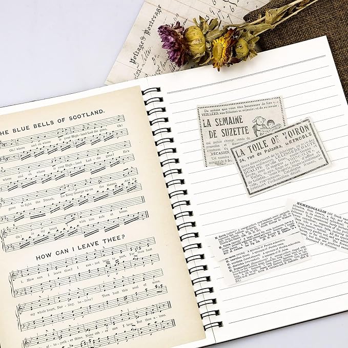 BILLIOTEAM Junk Journal Pages Vintage Handmade Scrapbook Sheets, Including Magazine, Newspaper, Sheet Music and Kraft for Scrapbooking Decoupage Background DIY Craft Decoration 240PCS