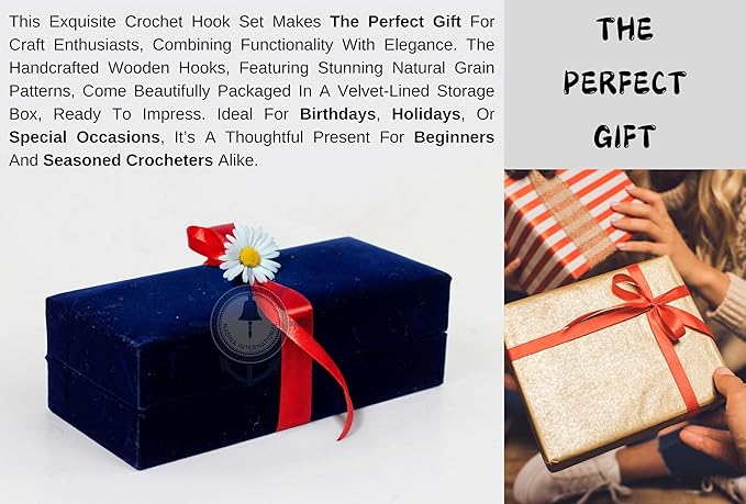 Exquisite Premium Rosewood Crafted Fine Crochet Hooks Pack with Exemplary Wood Work Handles Housed in Blue Velvet Box | Knitting & Crocheting Accessories by Nagina International