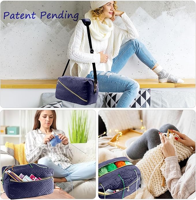 Crochet Bag Organizer - Knitting Bag - Yarn Storage Organizer - Yarn Bag for Crocheting - Yarn Holder for Crochet Accessories, Crocheting & Knitting Gifts