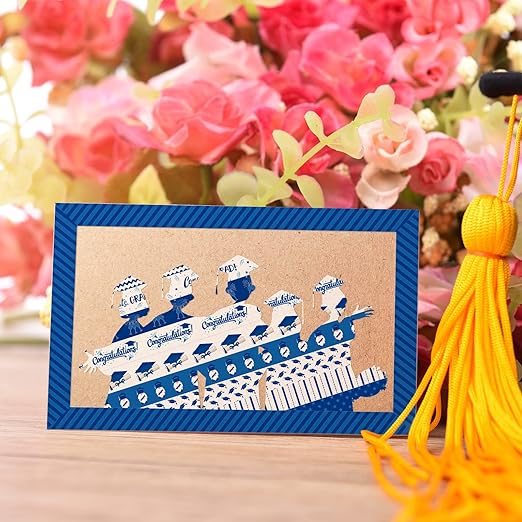 Whaline 12 Rolls Graduation Washi Tape Blue White Congrats Grad Washi Masking Tape Congratulations Star Grad Cap Decorative Paper Stickers for Graduation Scrapbook Gift Wrapping DIY Art Crafts