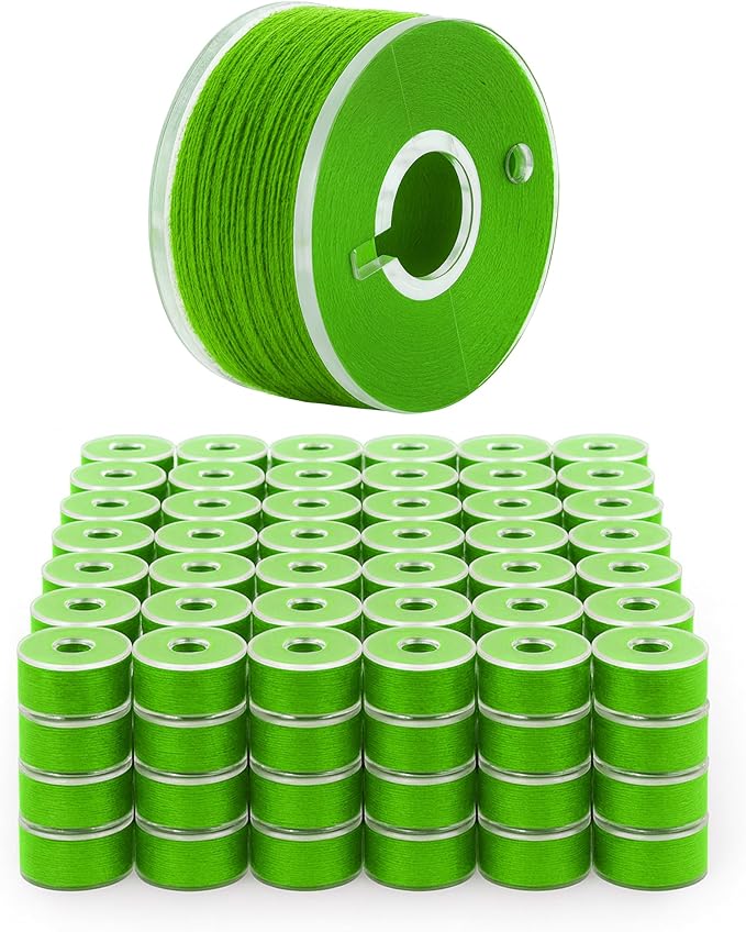 Mandala Crafts 144 Green SA156 Prewound Bobbins for Singer Sewing Machine -15J SA156 Prefilled Bobbin Thread for Brother Sewing Machine and Embroidery