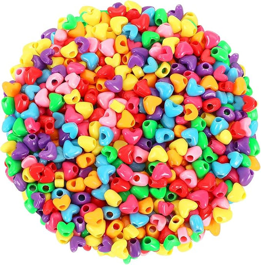 UPINS 1200Pcs Heart Beads, Valentine's Beads for Crafts Jewelry Making Bracelets Beads for Valentine's Party Christmas (600 Large and 600 Small)
