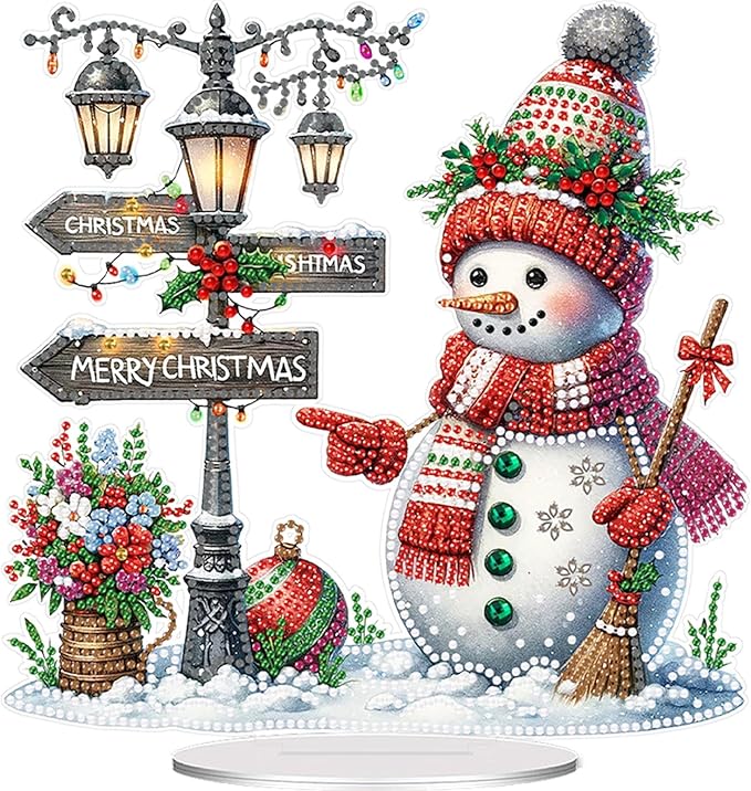 LAKEQUILL Christmas Snowman Diamond Art Hanging Kits for Adult, Diamond Art Painting Hanging Kits Ornaments, DIY Special Shaped Rhinestone Window Pendants kit for Home Garden Wall Decor Gift